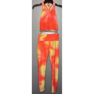Buzz Honeycomb Tie Dye  Workout Set With Butt Lifting Leggings Size Med.